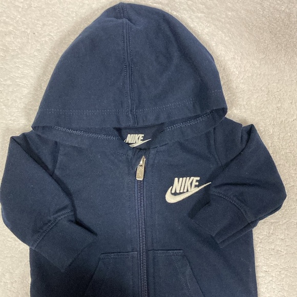 Nike navy blue hooded play suit romper full zip 3m - Picture 2 of 7